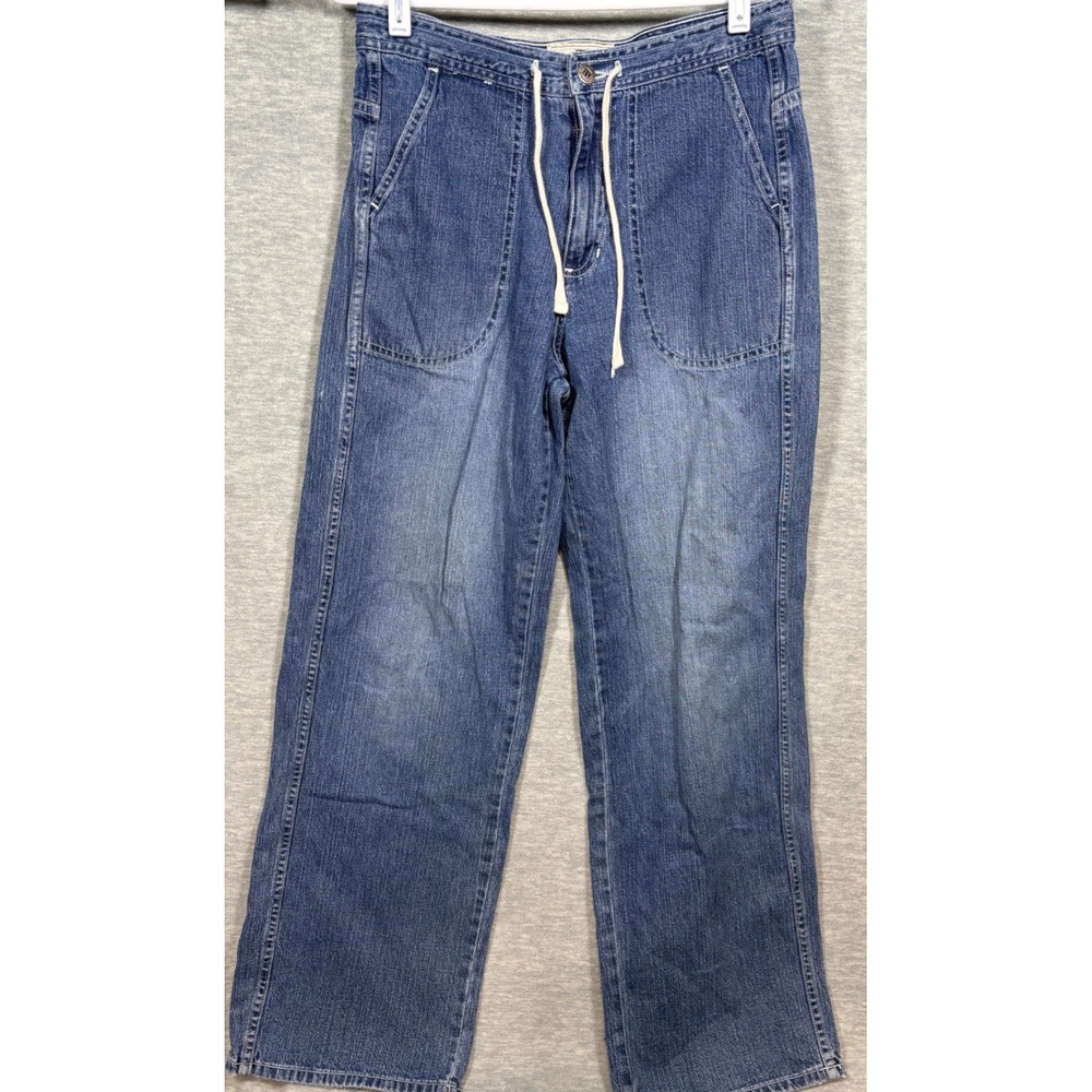 Maurices Jeans Womens 7/8 Blue Denim Drawstring Waist Wide Leg Pants Y2K‎ 90s